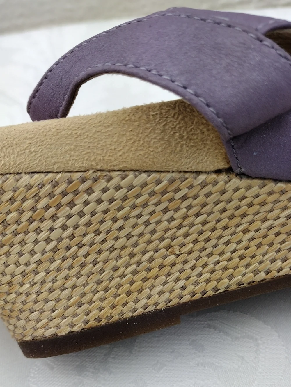 Vionic Orthaheel Catarina Leather Purple Studded Open Toe Slingback Wedge Sandal